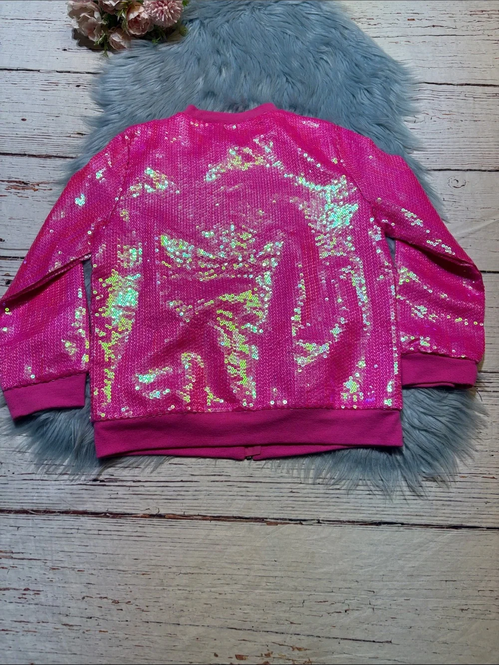 LOL Surprise! Girls' Pink Sequin Zip-Up Jacket with Doll Patch Sz XL